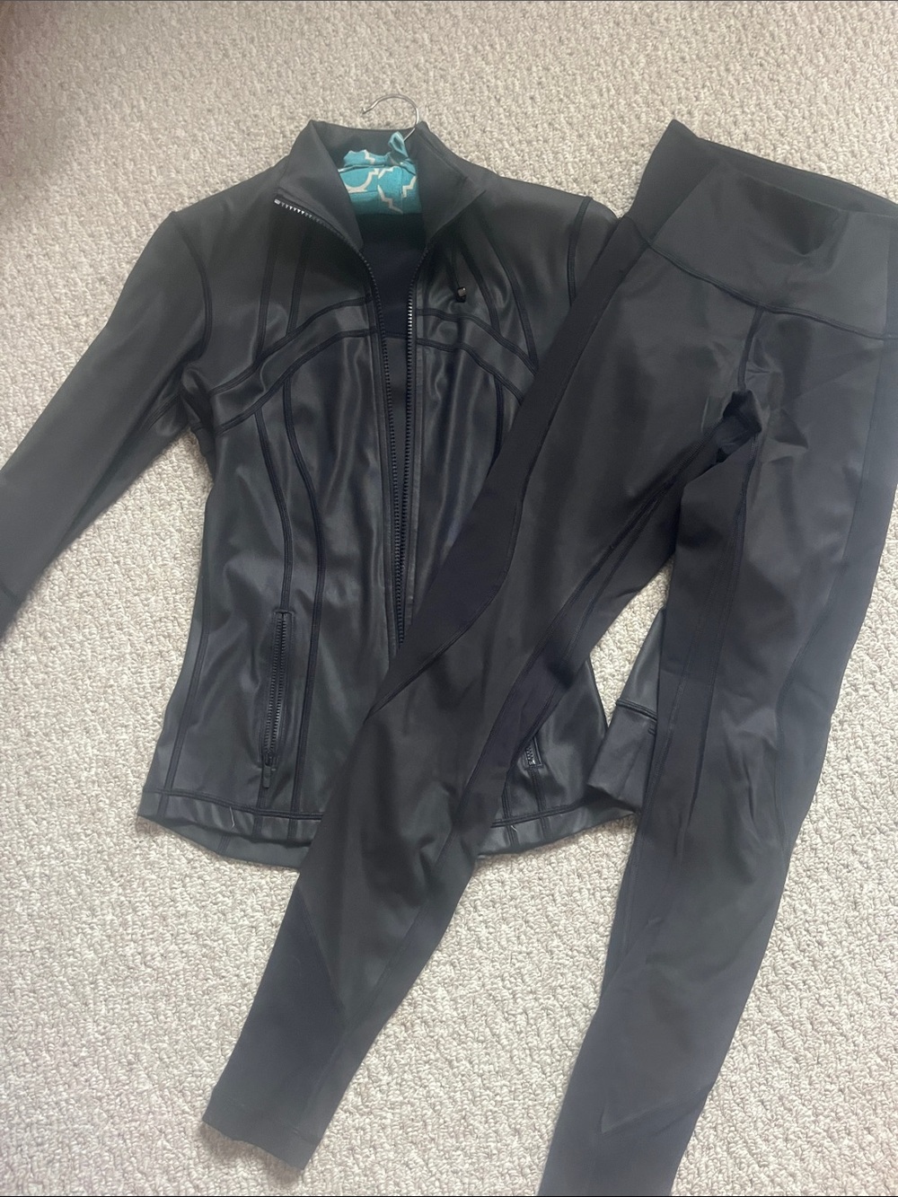 lululemon athletica Black Leather-Style Zip Jacket